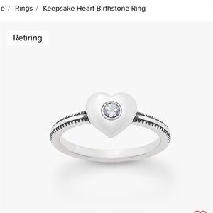 Keepsake Heart Birthstone Ring in Silver